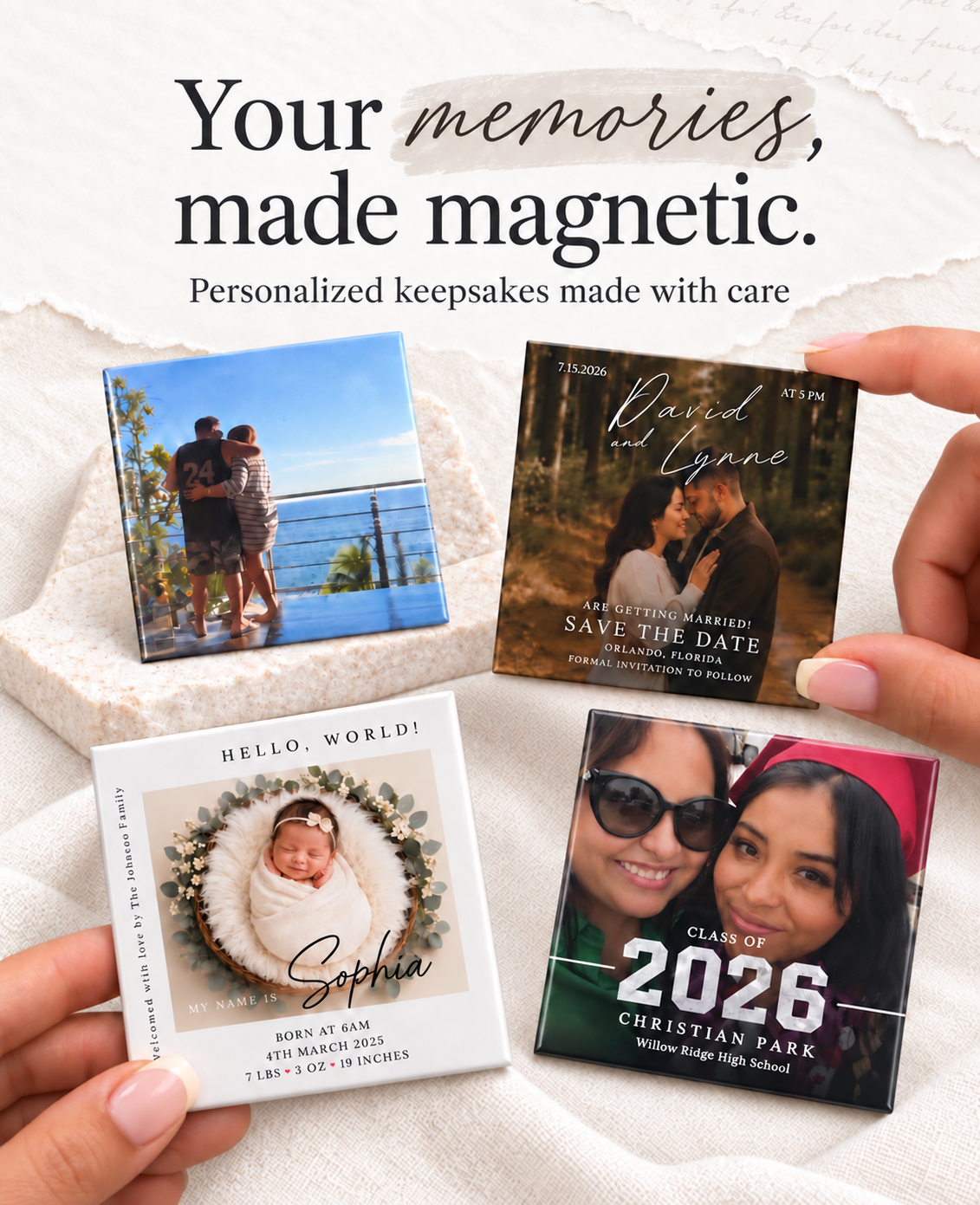 Personalized photo magnets