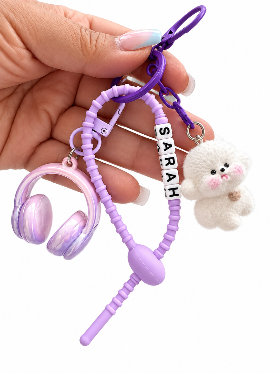 Groovy Beats Personalized Name Keychain
